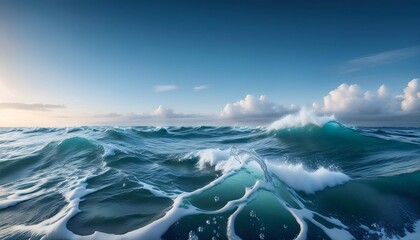 Wall Mural - frutiger aero waves cg ocean bubbles serene sky