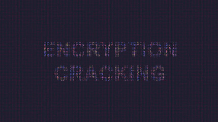 Cybersecurity concept encryption cracking on foreground screen, ASCII style in a code development editor. Vulnerability and attack on colored code editor. Text in English, English text