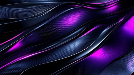 Wall Mural - Stylized geometric vector art with interlacing polygons and curved lines, metallic silver and deep purple colors, creating an elegant pattern, glowing neon accents,