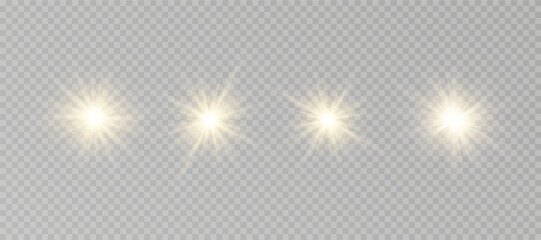 Wall Mural - yellow glowing light explodes on a transparent background. sparkling magical dust particles. bright 