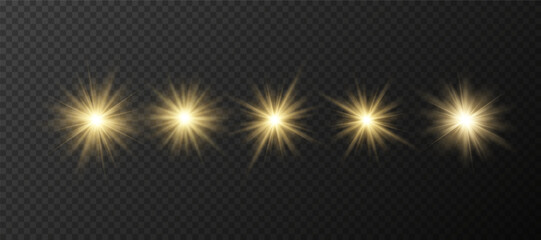 Wall Mural - yellow glowing light explodes on a transparent background. sparkling magical dust particles. bright 