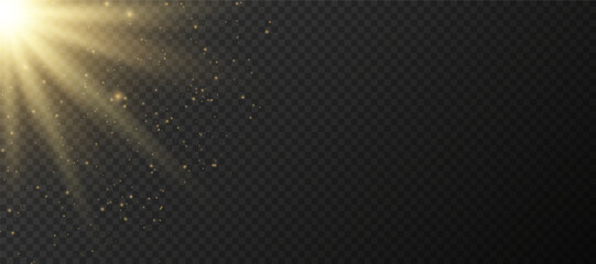 Wall Mural - yellow glowing light explodes on a transparent background. sparkling magical dust particles. bright 
