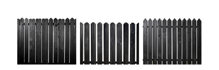 Poster - A black wooden fence with a gate in the middle.