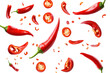 © Medard - Flying falling red chili peppers isolated on transparent or white background, png