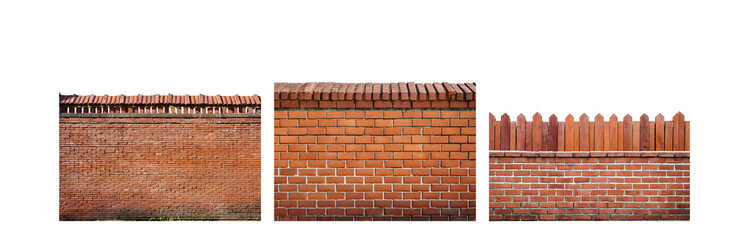 Poster - Three different brick walls, each with a different top.