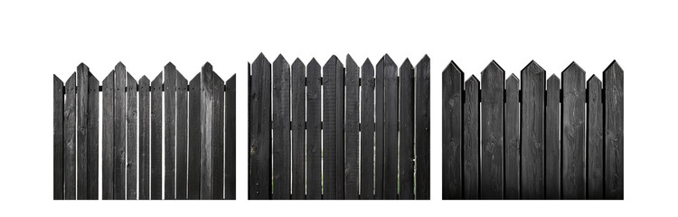 Poster - Black wooden fence with pointed top rails.