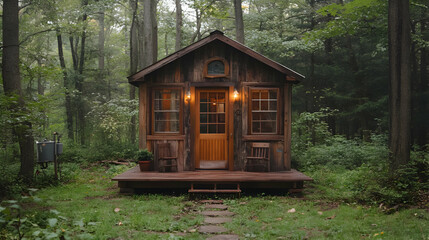 wooden house in the woods