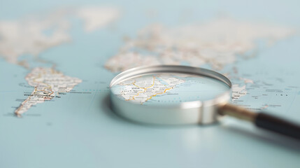 magnifying glass on the map