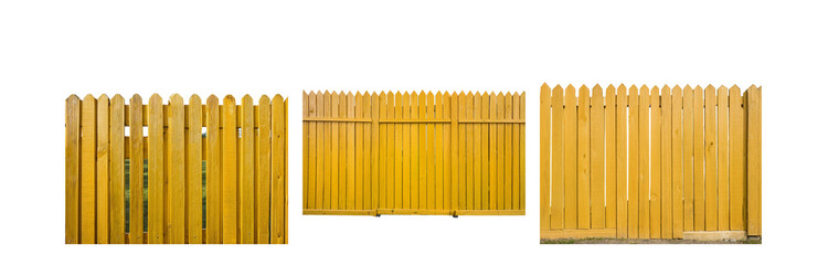Poster - A bright yellow wooden fence with a gate section in the middle.
