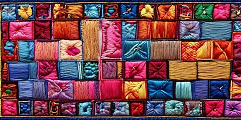 Aufkleber - A colorful quilt made of many different colored squares