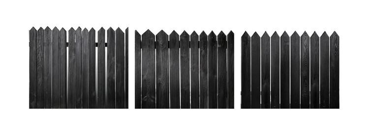 Poster - Black wooden fence against a white wall.