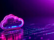 © MP-AI - vibrant cloud symbol representing digital technology and data storage, illuminated with neon colors, showcases dynamic evolution of cloud infrastructure