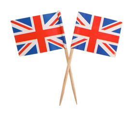 Poster - Small paper flags of United Kingdom isolated on white