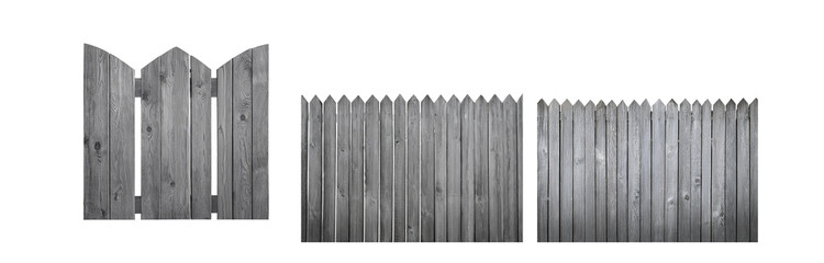 Poster - A grey wooden fence with pointed tops.