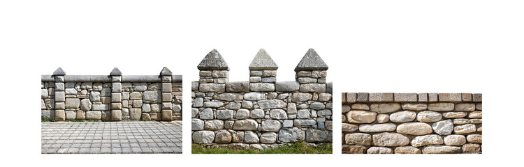 Poster - A stone wall with three pointy tops and a paved walkway in front.