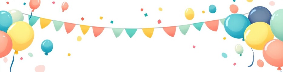 Sticker - A festive illustration featuring colorful balloons and bunting, perfect for celebrations.