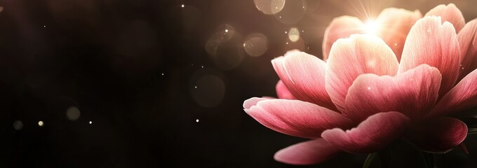 Wall Mural - A close-up of a pink flower with soft lighting and a dreamy background.