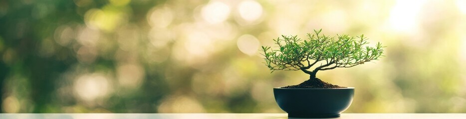 Poster - A small bonsai tree in a pot, symbolizing nature and tranquility.