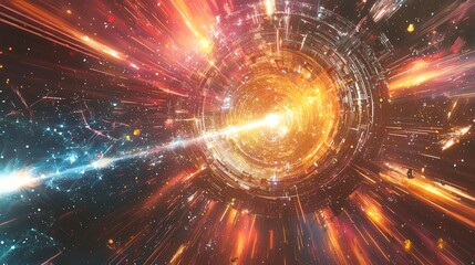 Poster - Abstract explosion of colors and light, digital art design