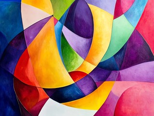 Poster - Colorful abstract composition with dynamic shapes and curves.