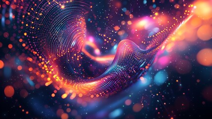 Poster - Colorful abstract wave design with vibrant lights and textures.
