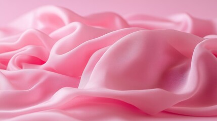 Poster - A close-up of soft pink silk fabric, showcasing its smooth texture and gentle draping.