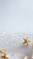 Poster - Vertical video of Festive Background with Shimmering Gold Stars and Sparkling Glitter for Joyful Holiday Celebration and Seasonal Decoration