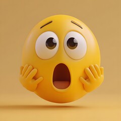 A shocked emoji with wide eyes and both hands on its face