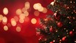 © Tunsale - Christmas background with Xmas tree and sparkle bokeh lights. AI generated illustration.