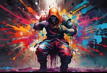 Wall Mural - fantasy warrior in graffiti style, game concept