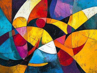 Poster - Vibrant abstract art composition with colorful geometric shapes.