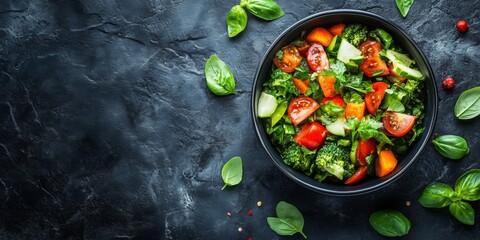 Vibrant Thai green curry with fresh vegetables, colorful dish arranged in the corner, showcasing rich textures and enticing ingredients