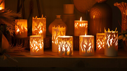 burning candles on a dark background