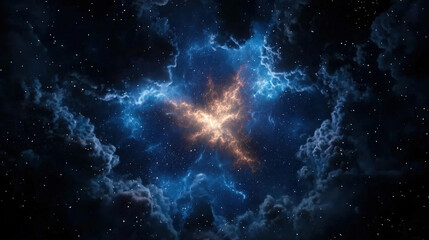 Wall Mural - mesmerizing cosmic abstraction featuring dynamic hues of dark sky blue and turquoise, illuminated by