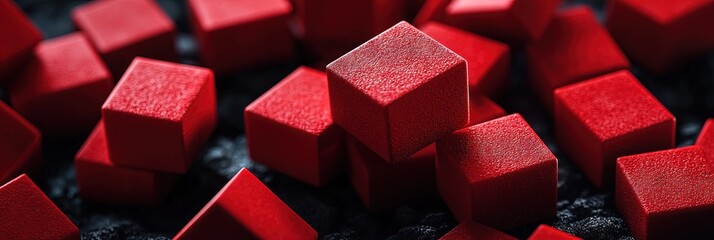 Wall Mural - red foam cubes, red background, 