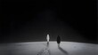 © thanarak - Ghostly Figure Walks the Solitary Beach at Nightfall Leaving No Trace Behind   A surreal and haunting scene of a solitary silhouetted form moving across the deserted shore