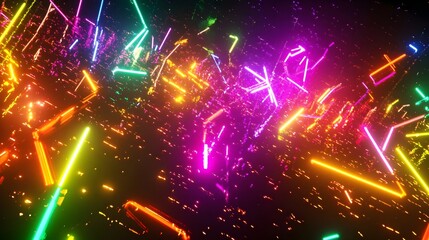 Wall Mural - neon abstract party background