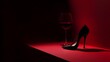 © Dee - High heel and a glass of wine on a red background, symbolizing vice and sin