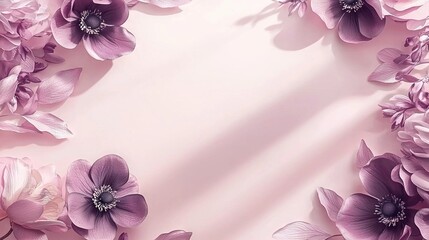   A close-up of a bouquet of flowers against a pastel pink backdrop, featuring space for added text