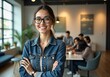 © Yuudaishin - Confident Young Businesswoman Working in a Modern Office - A Symbolic Scene of Professional Success and Leadership