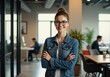 © Yuudaishin - Confident Young Businesswoman Working in a Modern Office - A Symbolic Scene of Professional Success and Leadership