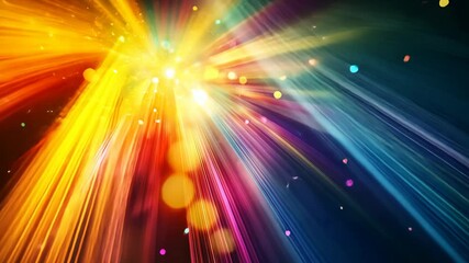 Wall Mural - A burst of colorful light rays creates a dazzling spectacle against a dark background