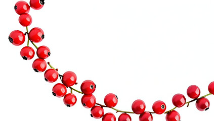 christmas garland red berries isolated white background