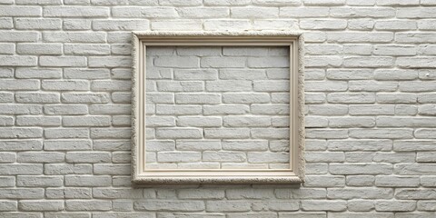 White brick wall background with frame and depth of field effect