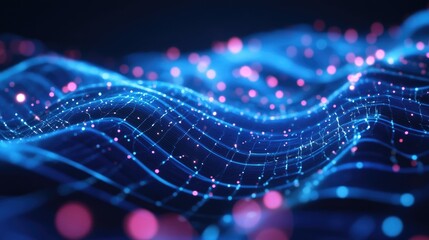 Futuristic 3D vector data streams crisscrossing through cyber communication channels, with light effects and abstract geometries.