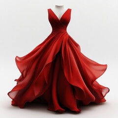 Wall Mural - Red dress on mannequin against a modern backdrop. Vibrant color pops with elegant display.