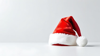 santa hat white pompom isolated white holiday background