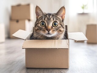 Wall Mural - cat in box