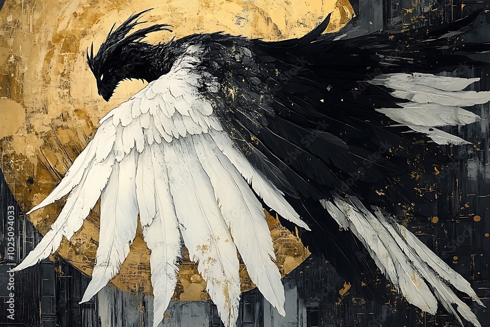 Fallen Wing Vector fallen angel with dark wings and black attire, standing before a ...
