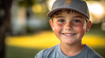 Smiling Boy in a Baseball Cap